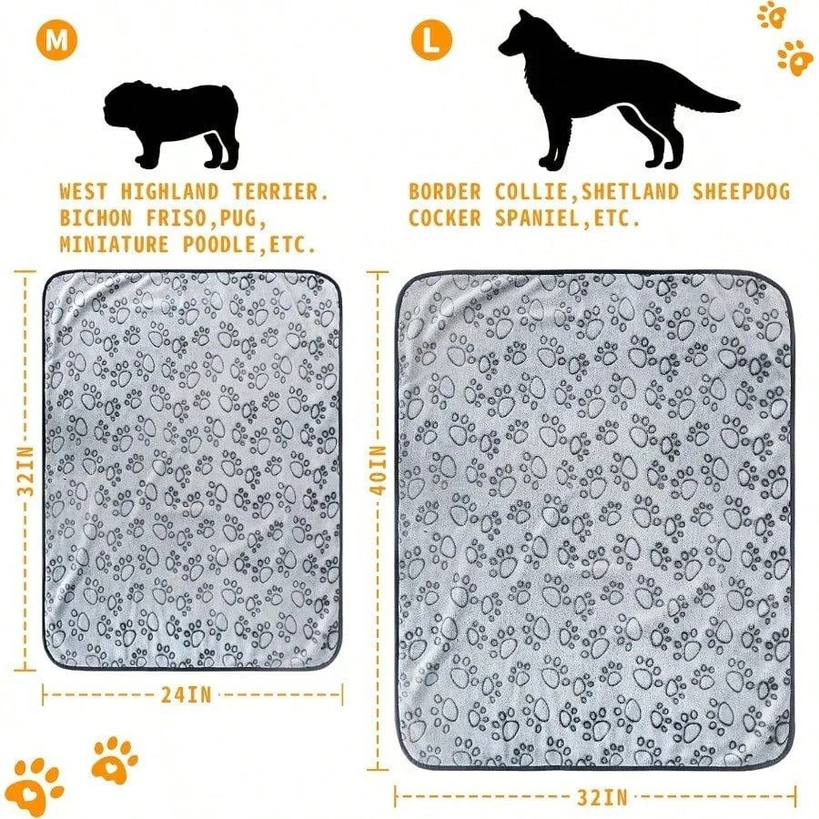 Fleece Pet Blanket for Small and Medium Dogs, Washable Puppy Throw with Cute Paw Print, Cozy Bed and Couch Cover for Indoor Dogs and Cats, All-Season Soft Comfort