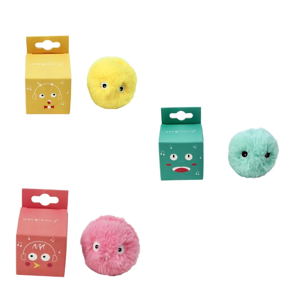 Interactive Cat Toy Fluffy Ball with Sound, Soft Plush Cat Play Ball for Indoor Cats, Engaging Chase and Batting Toy for Daily Exercise