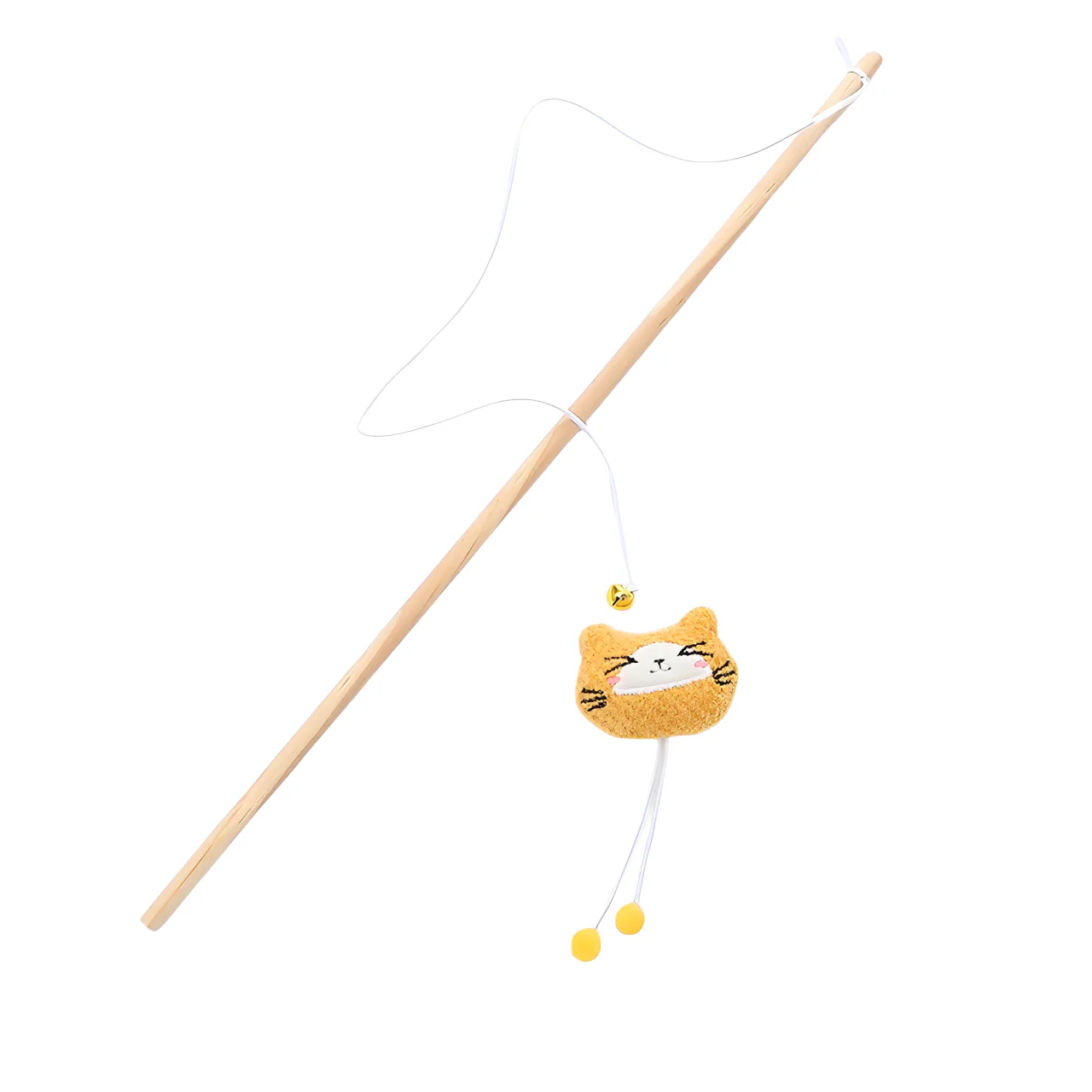 Interactive Cat Toy Wand with Bell and Plush Attachment, Teaser Wand Cat Toy for Indoor Cats, Handheld Stick Toy for Chase and Play