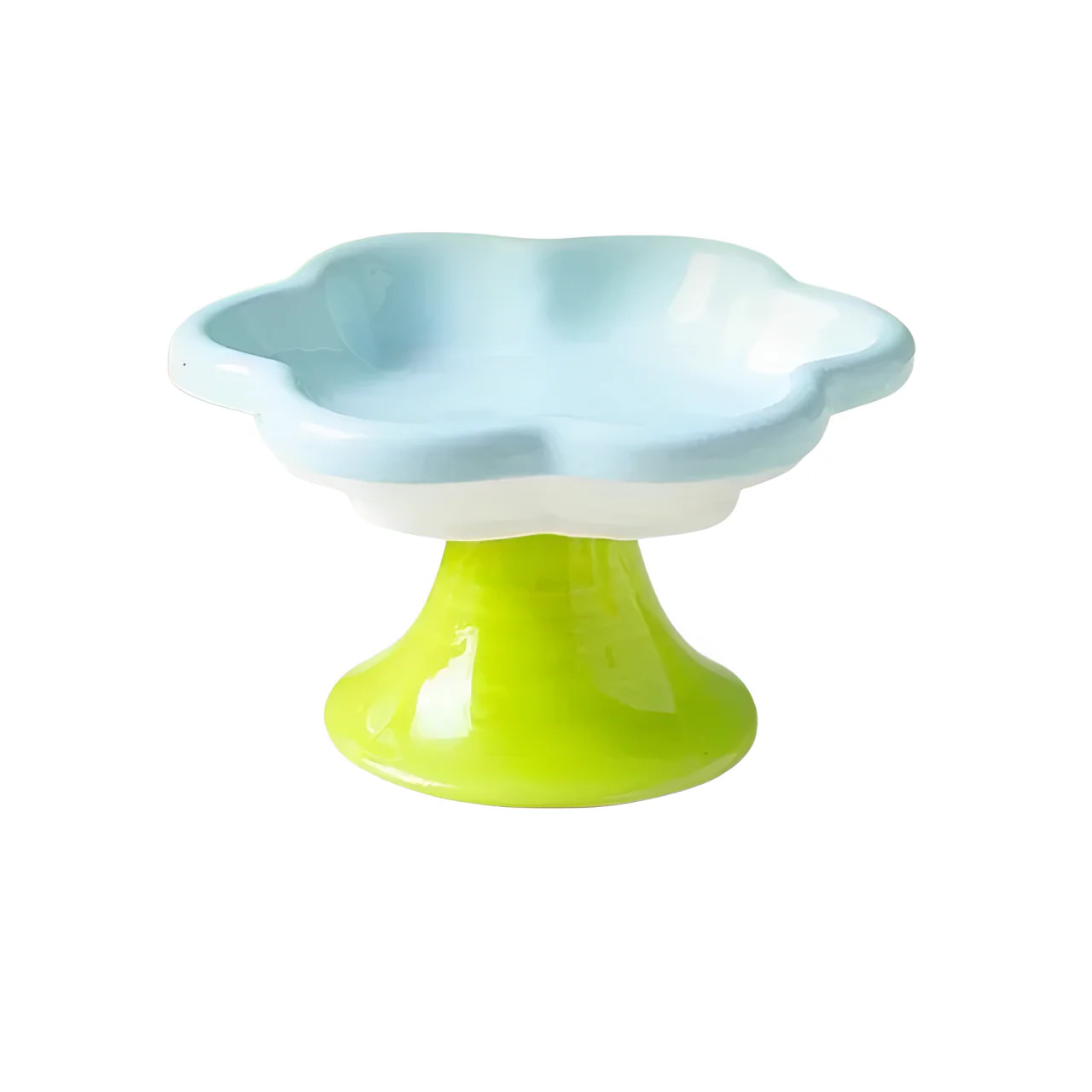 Raised Ceramic Cat Bowl with Flower Design, Elevated Cat Feeding Bowl for Indoor Cats, Ergonomic Pet Bowl for Comfortable Daily Mealtime