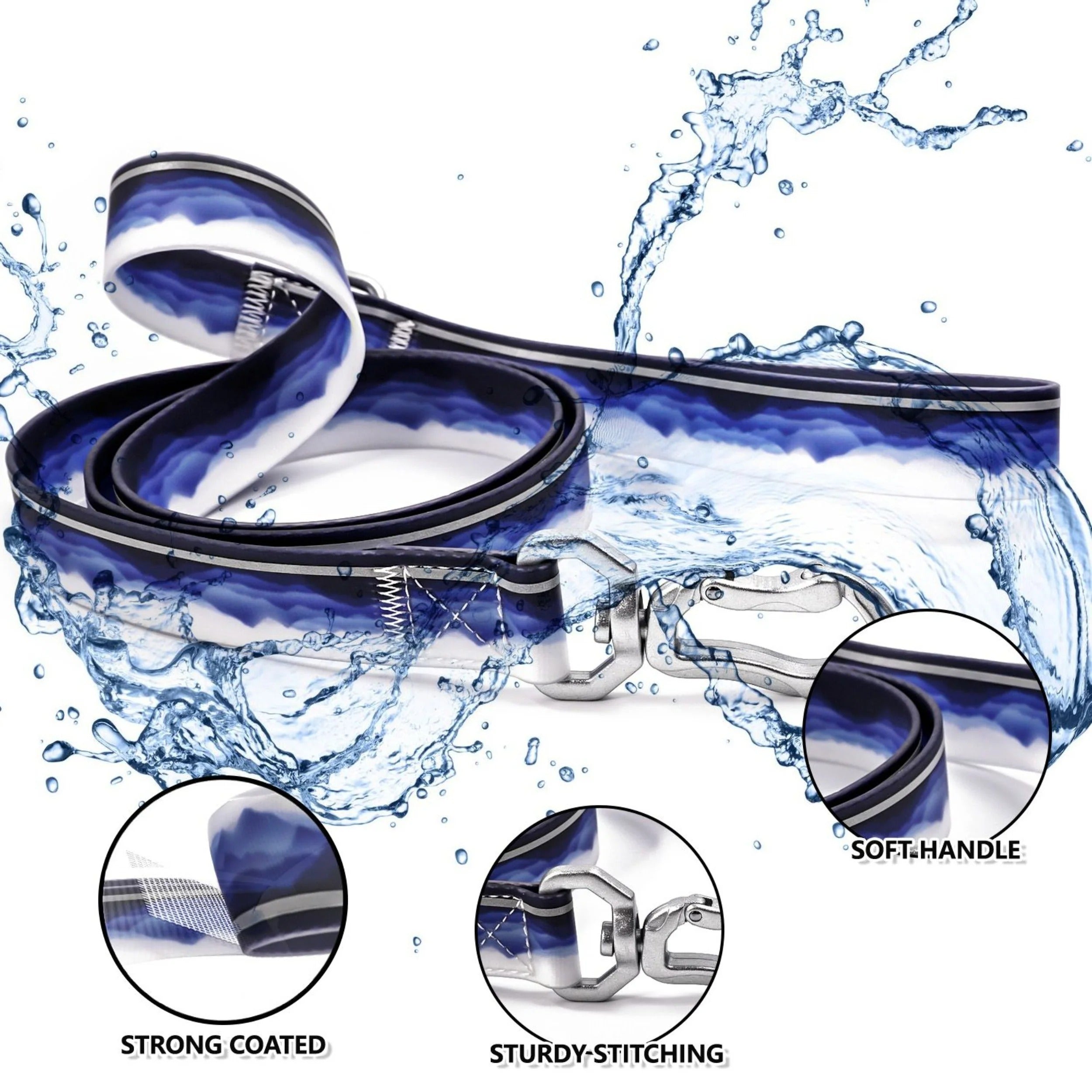 Pet Leash Set with Adjustable Collar and Harness, Reflective Dog Walking Leash, Durable Waterproof Leash for Outdoor Day and Night Use, Anti-Tangle and High Tensile Strength