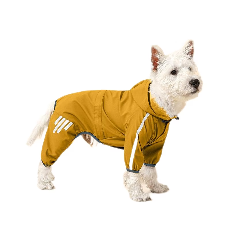 Adjustable Waterproof Dog Raincoat with Reflective Stripes, Windproof and Warm Pet Jacket for Small to Medium Dogs, Lightweight Hooded Rain Coat for Outdoor Walks in Rainy Weather