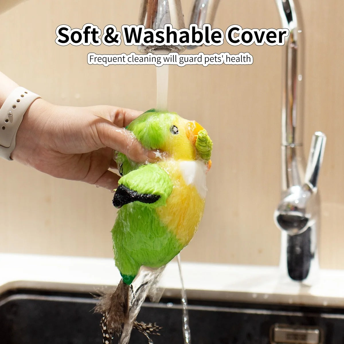 Interactive Flapping Bird Cat Toy with 500mAh Rechargeable Battery, Lifelike Chirping & Fluttering Wings for Indoor Cats and Playful Kittens, Stimulates Hunting Instincts and Encourages Active Play