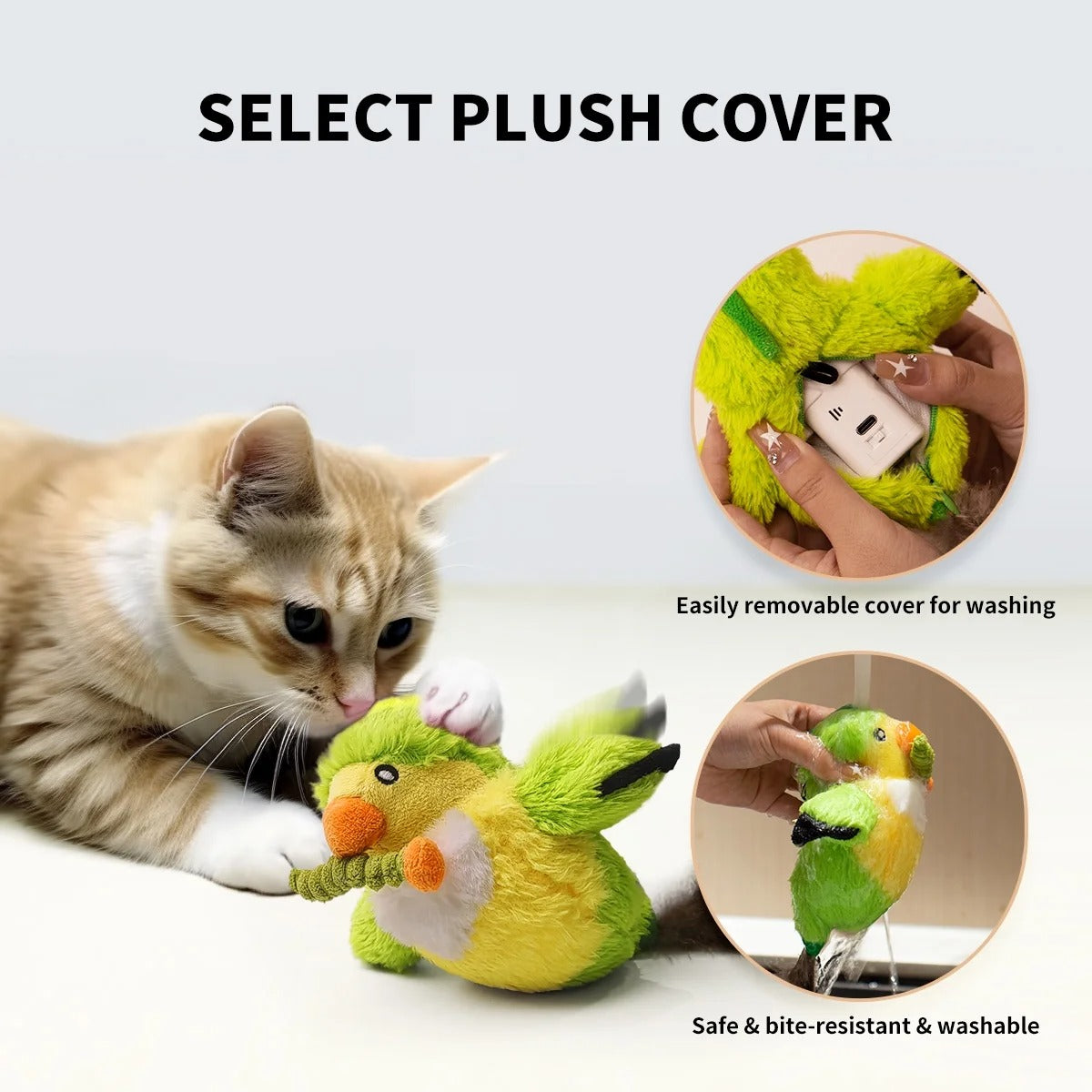 Interactive Flapping Bird Cat Toy with 500mAh Rechargeable Battery, Lifelike Chirping & Fluttering Wings for Indoor Cats and Playful Kittens, Stimulates Hunting Instincts and Encourages Active Play