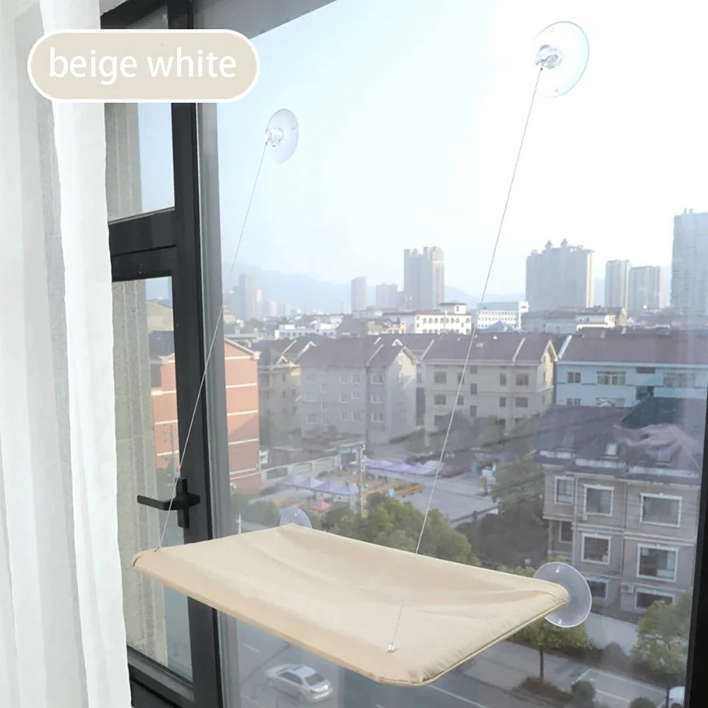 Cat Window Hammock Bed for Indoor Cats, Sunny Perch with Suction Cups, Cozy Elevated Lounger for Relaxing, Bird-Watching and Napping, Removable Washable Cover